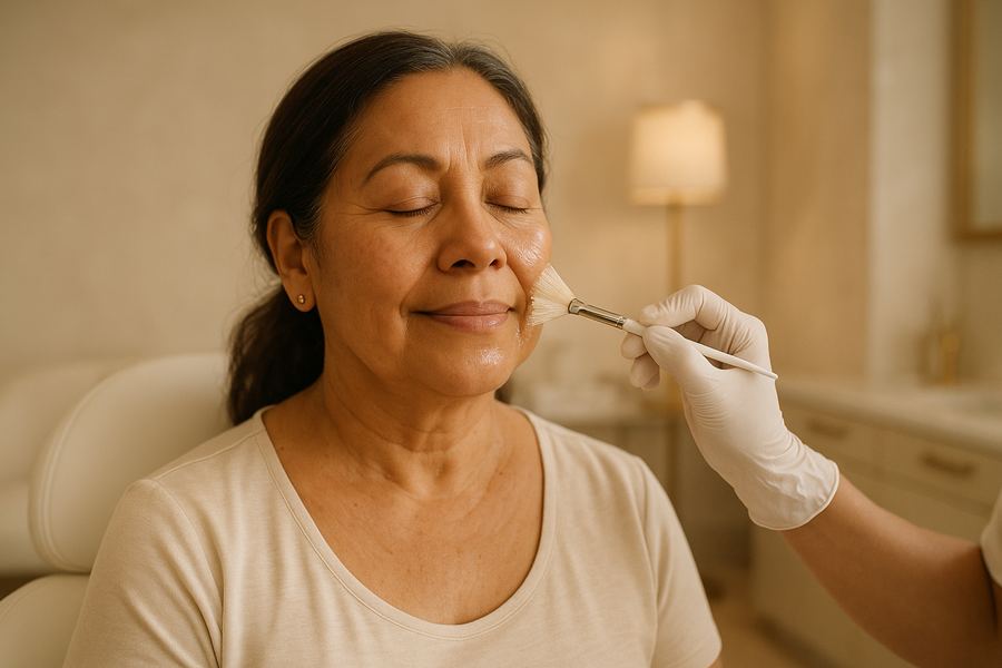Patient receiving a facial skin treatment at Balance Skin & Wellness Institute