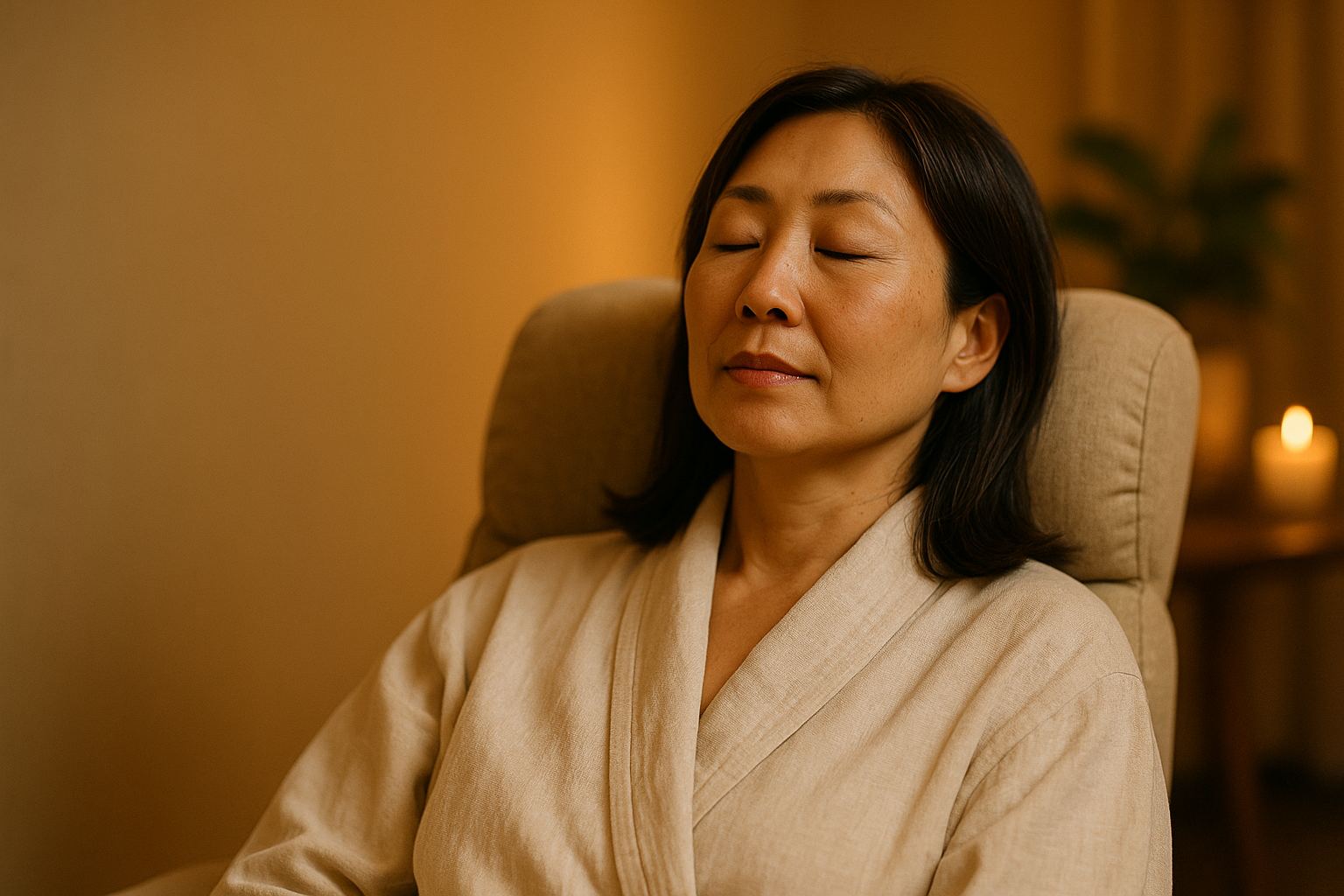 Woman relaxing during a wellness visit at Balance Skin & Wellness Institute