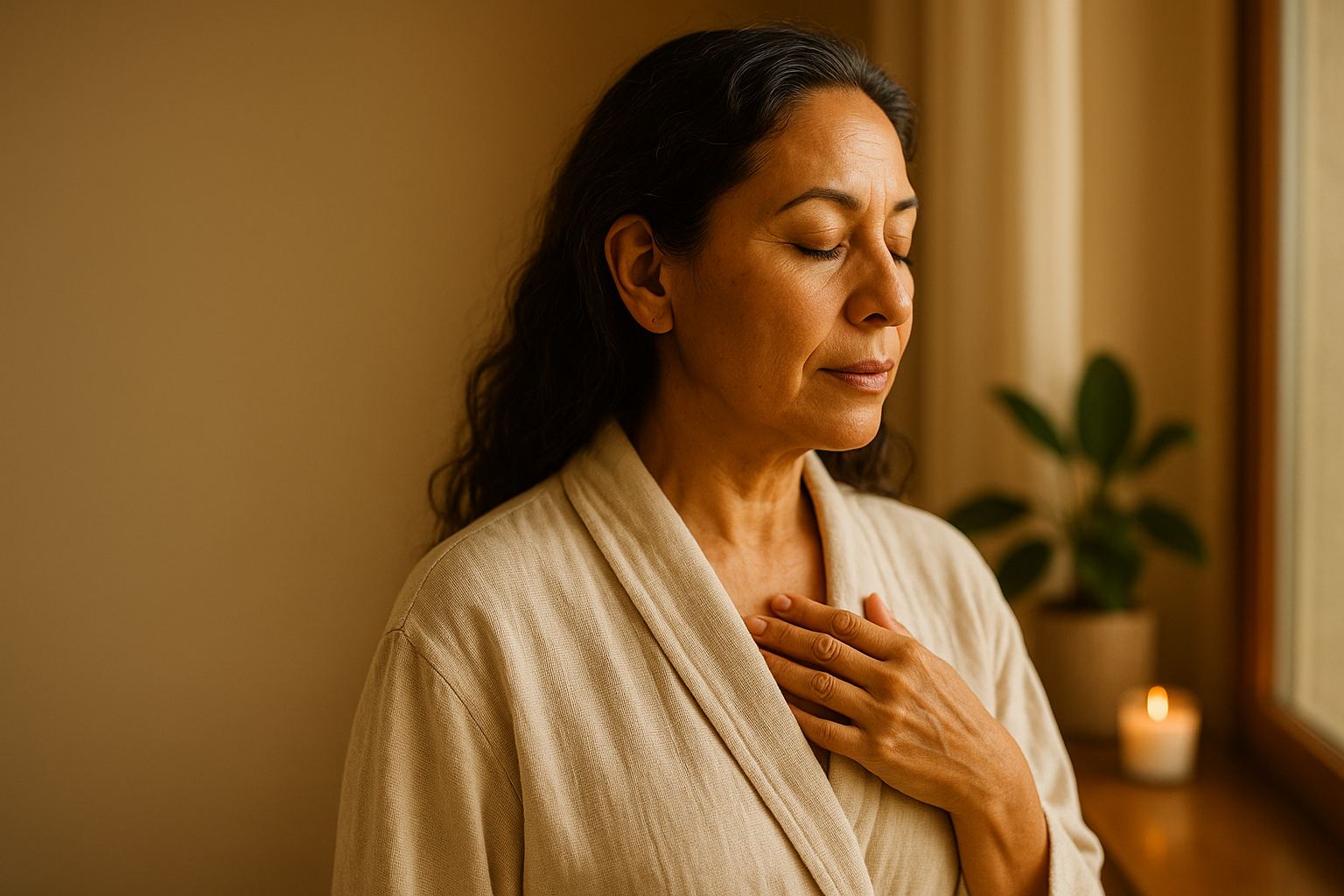 Woman feeling confident and at ease at Balance Skin & Wellness Institute
