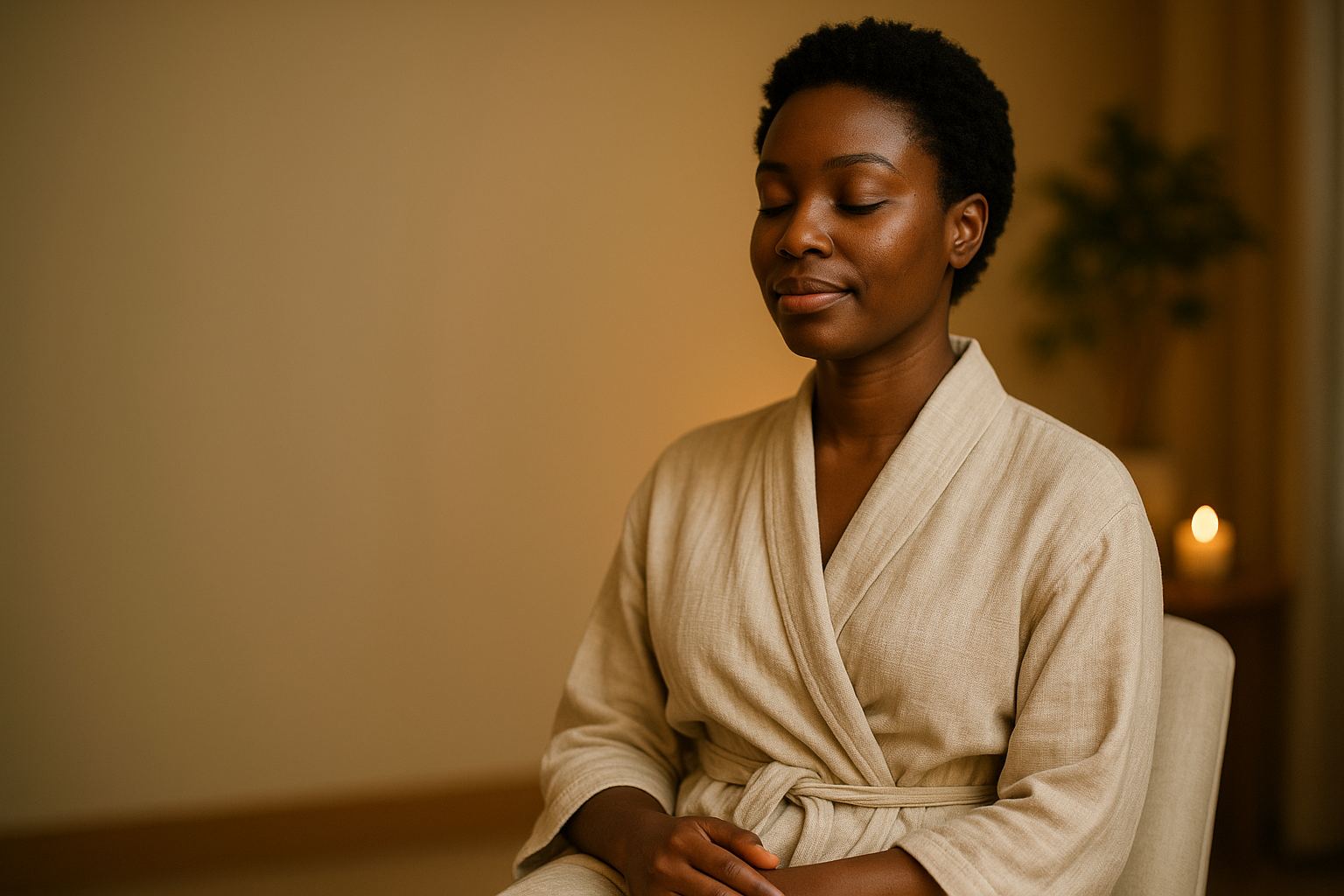 Woman resting calmly at Balance Skin & Wellness Institute